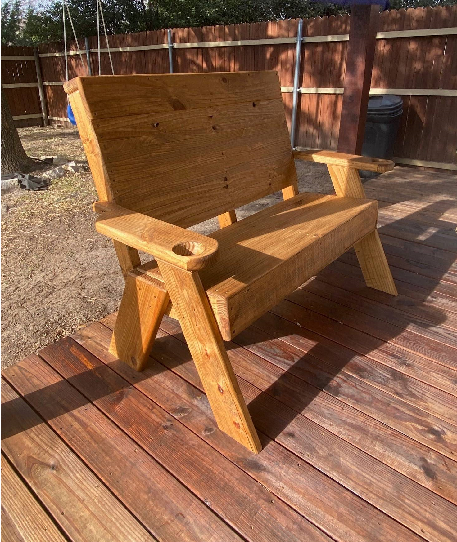 RS Bro Designs High-Back Rustic Outdoor Bench