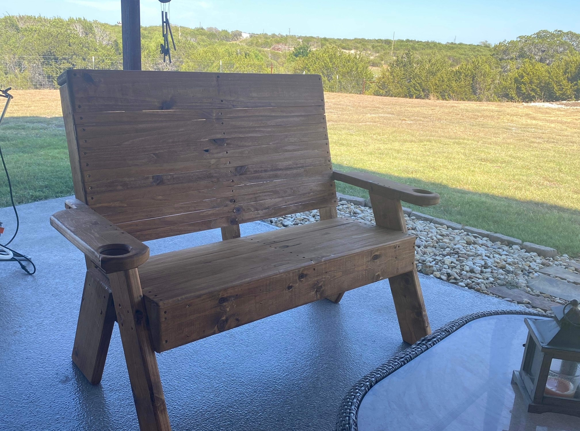 RS Bro Designs High-Back Rustic Outdoor Bench