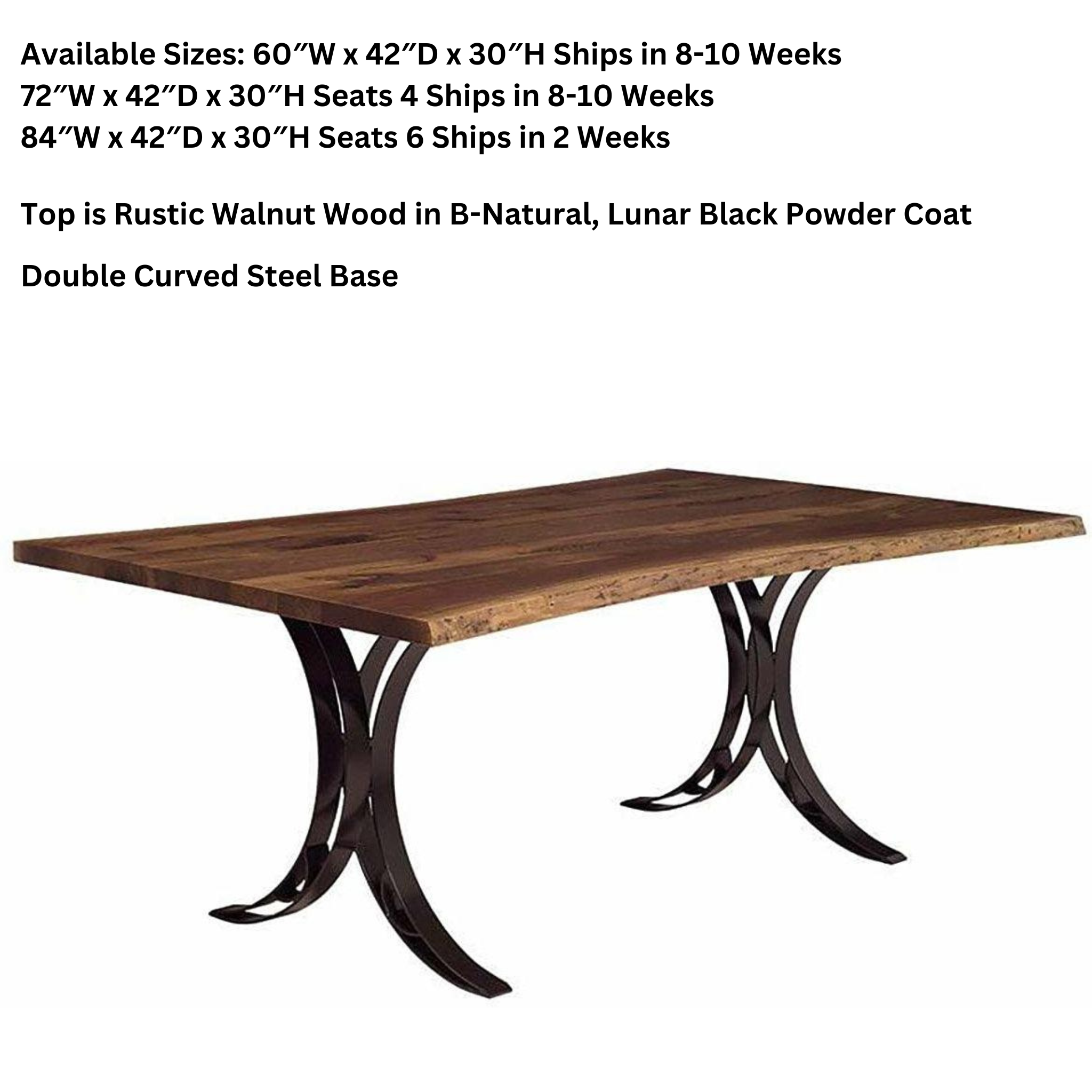 Barkman Furniture Live Edge Dining Table with Double Curved Base