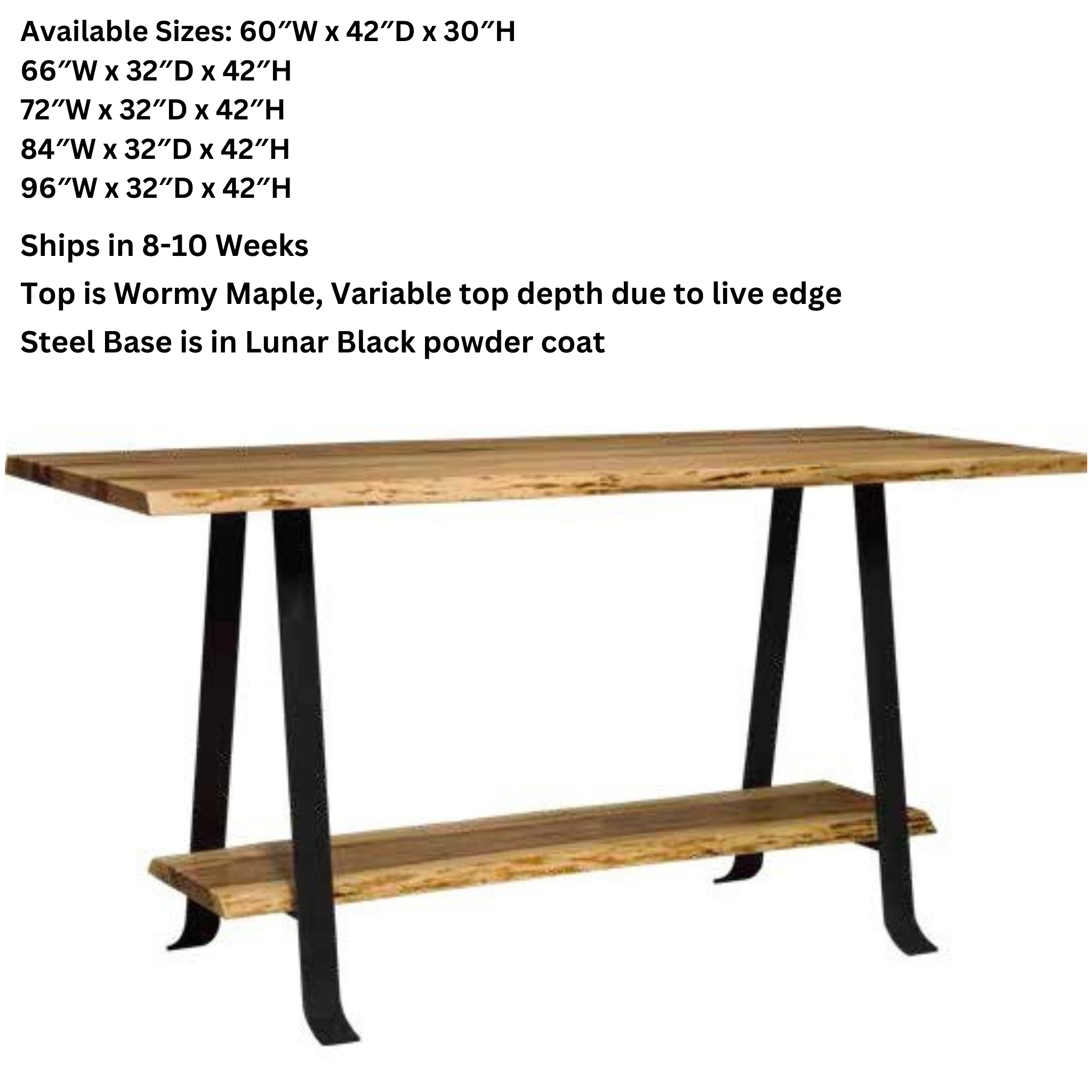 Barkman Furniture Live Edge Bar Table with Alpha Base