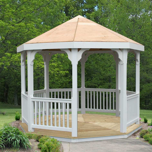 Creekvine Designs Covered Vinyl and Pine Gazebo with Deck - Rustic Furniture Marketplace