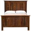 Wooden bed with a rustic design on a white background