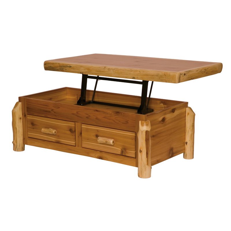 Fireside Lodge Cedar Log Modern Lift Top Coffee Table
