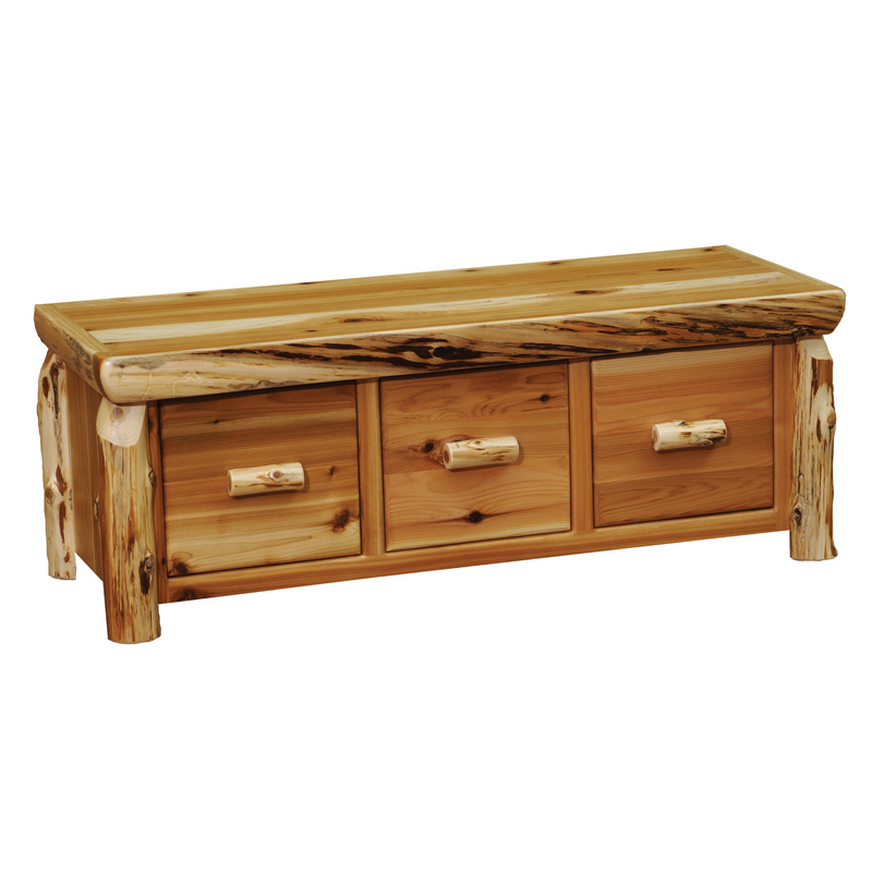 Fireside Lodge Cedar Log Coffee Table with Drawers