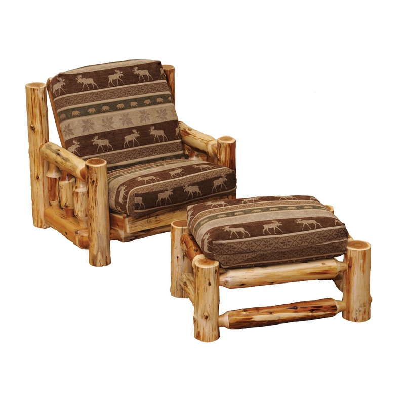Fireside Lodge Cedar Log Futon Chair with Ottoman