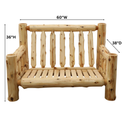 Fireside Lodge Cedar Log Loveseat Frame Dimensions - Rustic Furniture Marketplace