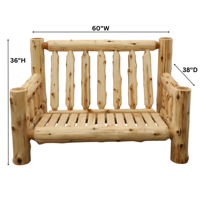 Fireside Lodge Cedar Log Loveseat Frame Dimensions - Rustic Furniture Marketplace