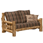 Fireside-Lodge-Cedar-Log-Loveseat-with-Plaid-Cushions - Rustic Furniture Marketplace