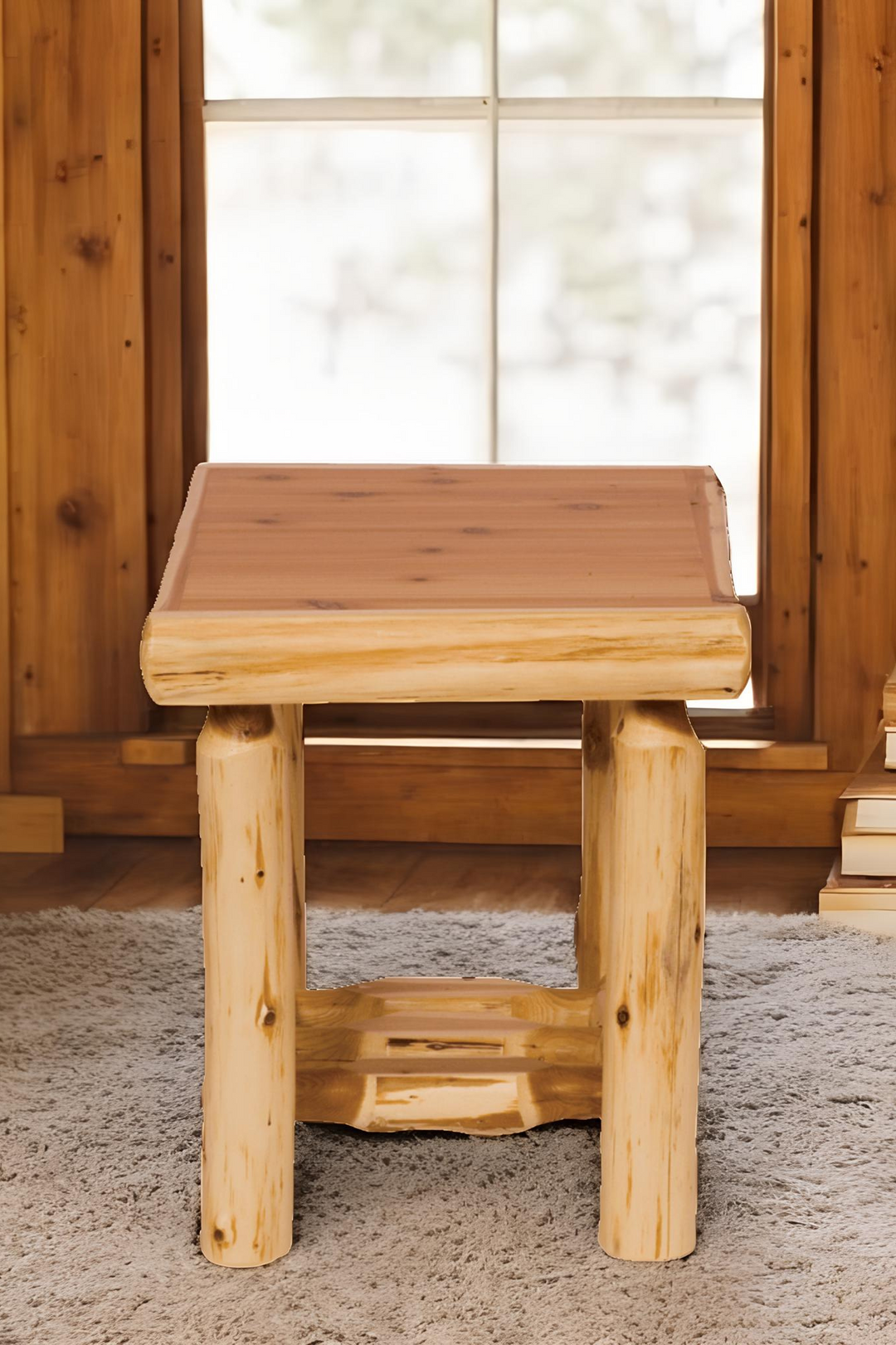 Fireside Lodge Cedar Log Open End Table - Rustic Furniture Marketplace