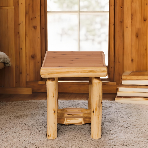 Fireside Lodge Cedar Log Open End Table - Rustic Furniture Marketplace
