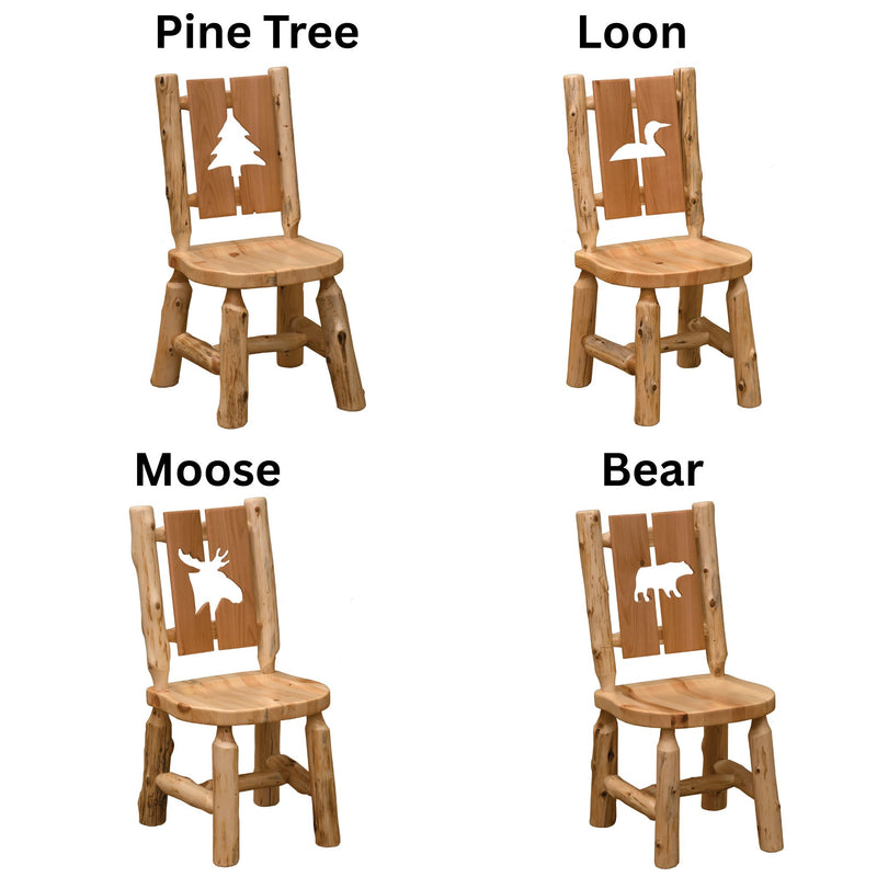 Four Side Chairs with wildlife design on a white background