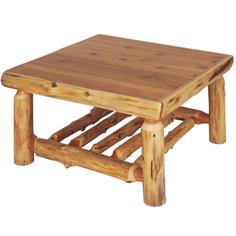 Fireside Lodge Square Cedar Log Coffee Table
