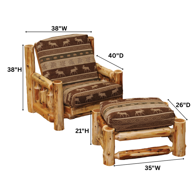 Fireside Lodge Cedar Log Futon Chair with Ottoman