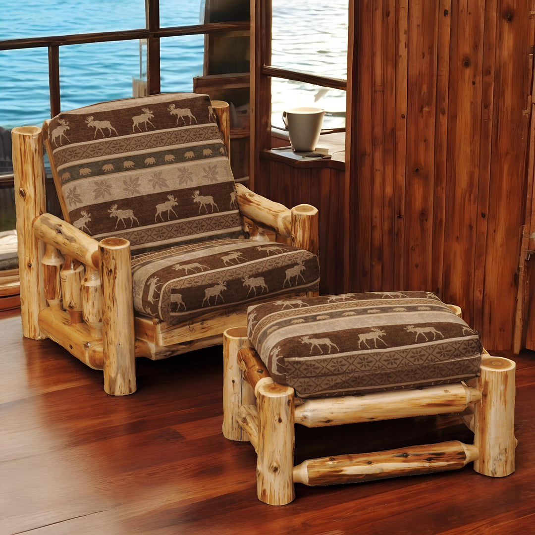 Fireside Lodge Futon Chair with Ottoman - Rustic Furniture Marketplace