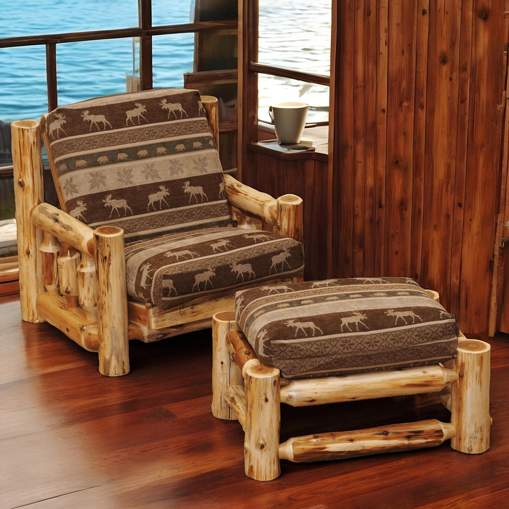 Fireside Lodge Futon Chair with Ottoman - Rustic Furniture Marketplace