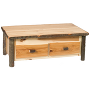 Hickory Log Coffee Table with  2 Drawers & Opened Top