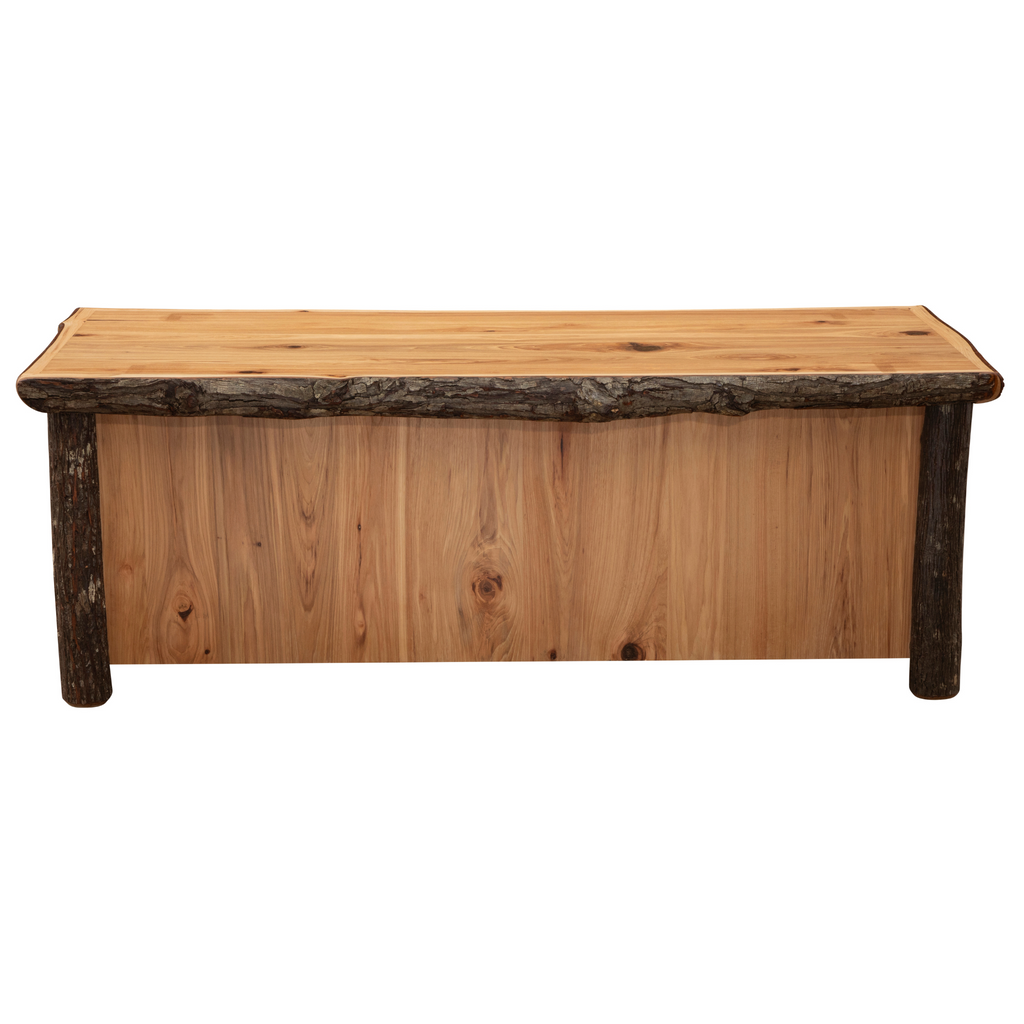 Hickory Log Coffee Table with 3 Drawers Back View