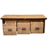 Hickory Log Coffee Table with 3 Open Drawers