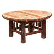 Hickory Log Round Coffee Table with bark-on