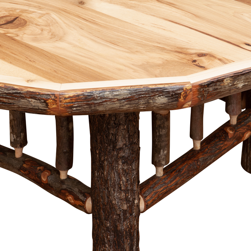 Hickory Log Round Coffee Table Closeup View