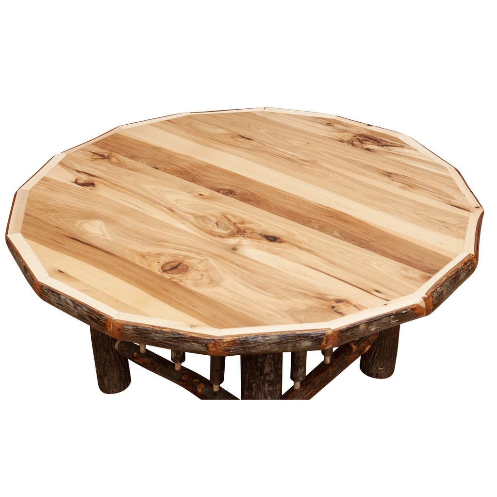 Hickory Log Round Coffee Table Top View