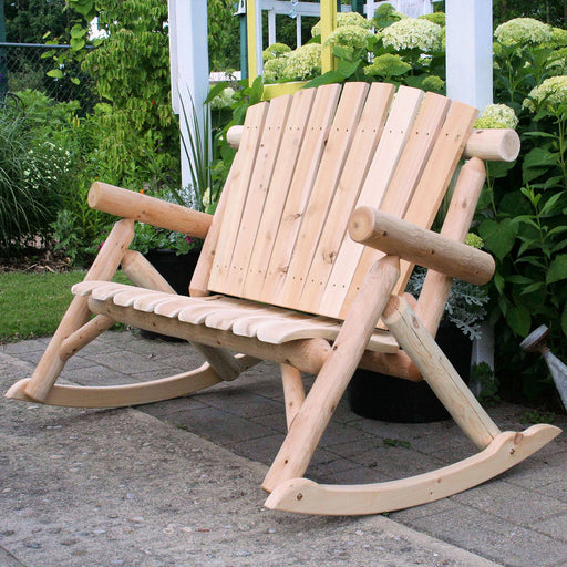 Lakeland Mills Cedar Log Outdoor Rocking Loveseat