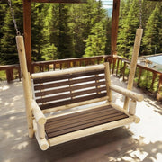 Lakeland Mills ThermaFusion 4-Foot Porch Swing on Cabin Porch- Rustic Furniture Marketplace