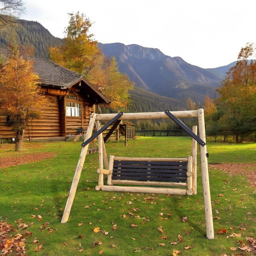 Lakeland Mills ThermaFusion 4-Foot Yard Swing in Backyard with Mountains - Rustic Furniture Marketplace
