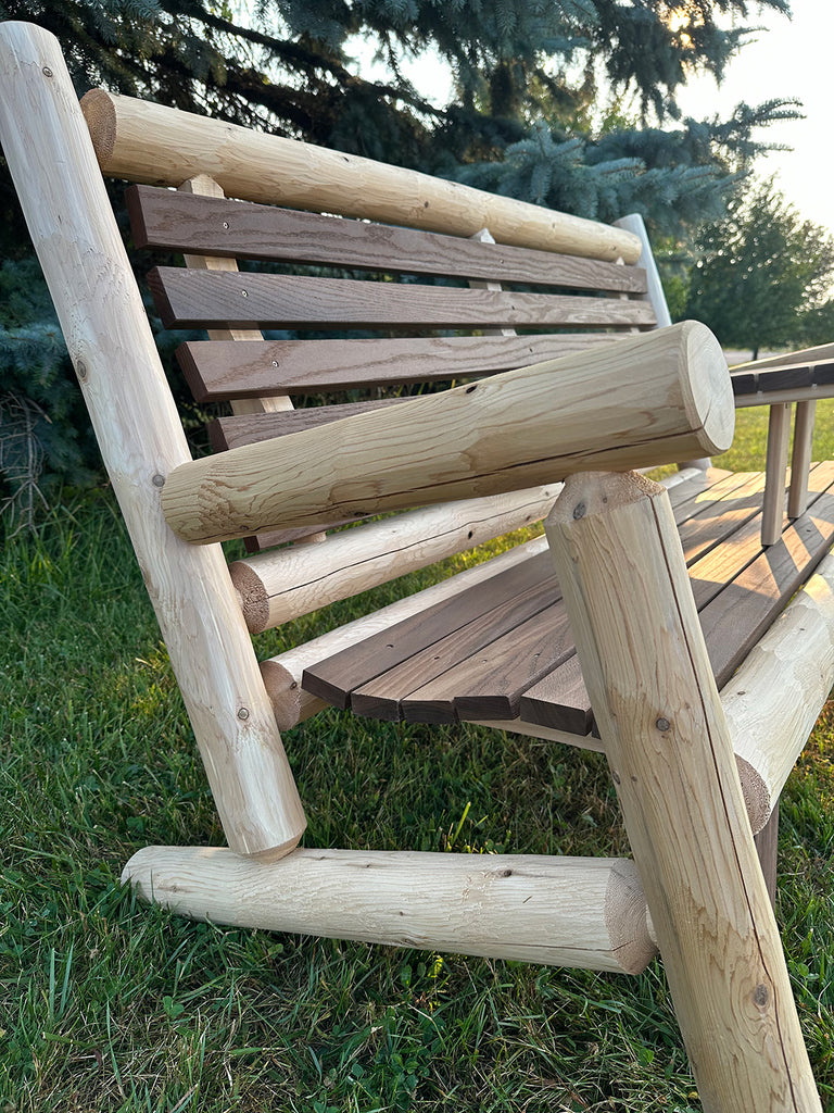 Lakeland Mills ThermaFusion 5-Foot Outdoor Loveseat Side View in Natural Finish - Rustic Furniture Marketplace