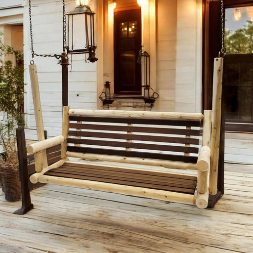 Lakeland Mills ThermaFusion 5-Foot Porch Swing on Farmhouse Porch- Rustic Furniture Marketplace