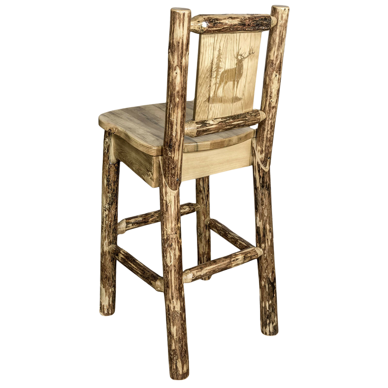 Montana Woodworks Glacier Country Collection Barstool with Back - Laser Engraved Design