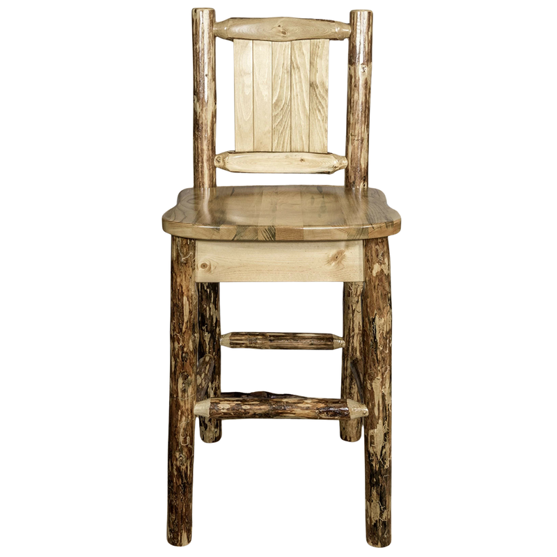 Montana Woodworks Glacier Country Collection Barstool with Back - Laser Engraved Design