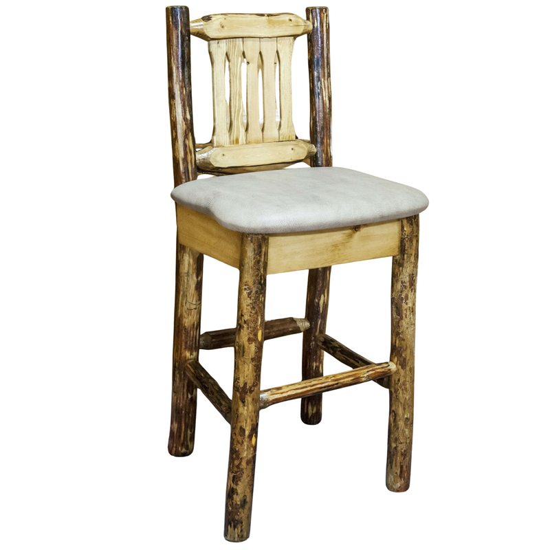 Montana Woodworks Glacier Country Collection Barstool with Back Upholstered Seat
