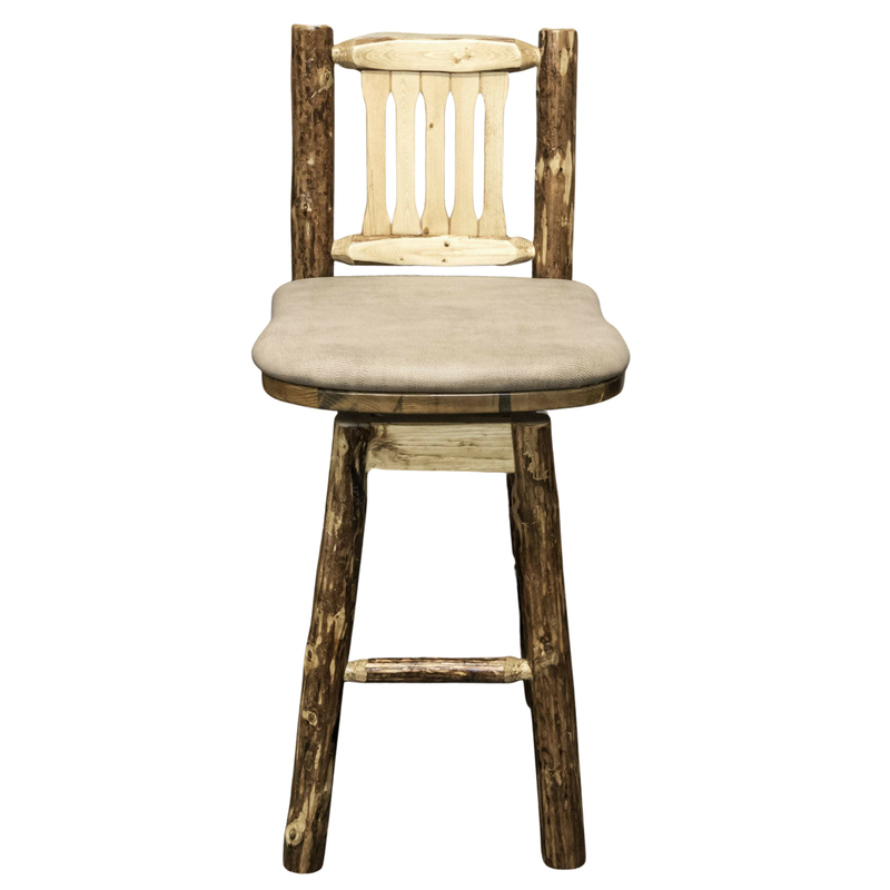 Montana Woodworks Glacier Country Collection Barstool with Back & Swivel with Upholstered Seat