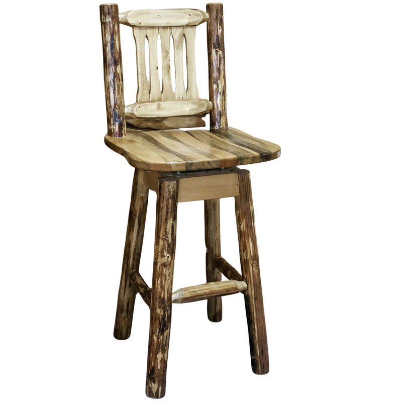 Montana Woodworks Glacier Country Collection Barstool with Back & Swivel
