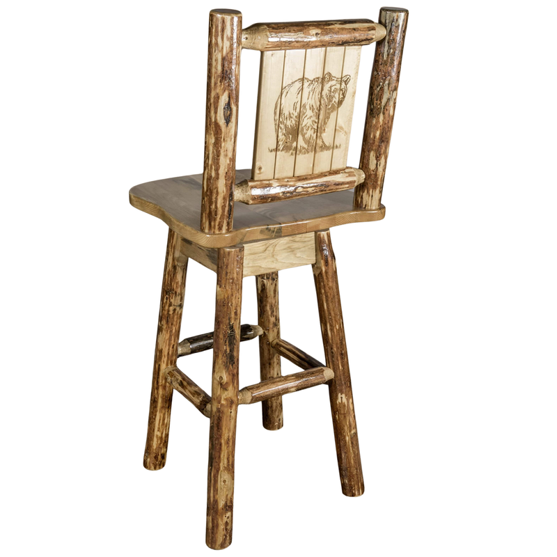 Montana Woodworks Laser Engraved Barstool with Back & Swivel