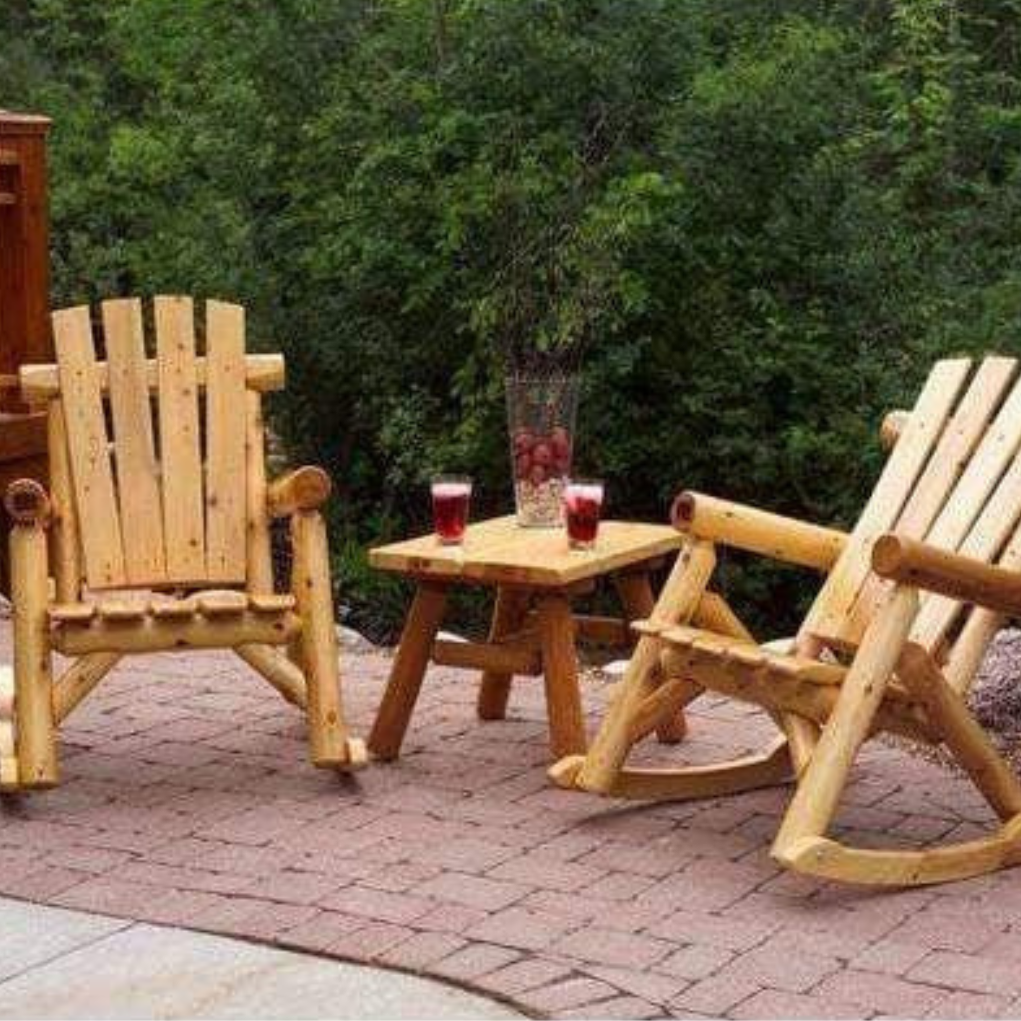 Moon Valley Rustic Cedar Log Outdoor Rocking Chair