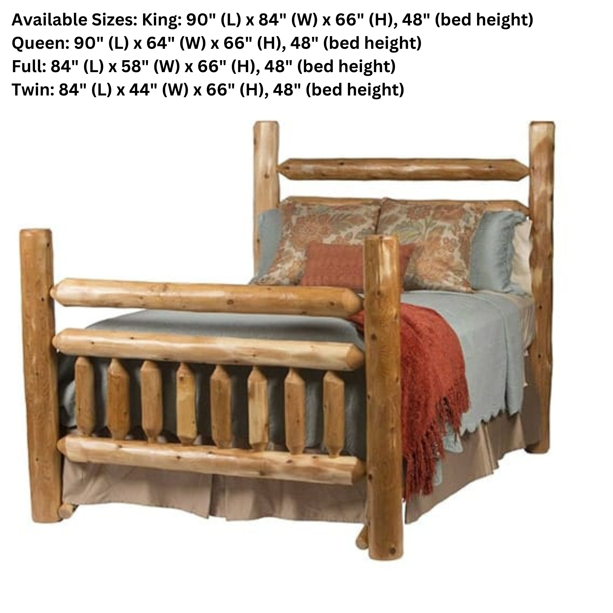 Rocky Top Rustic Cedar Lodge Bed Sizes - Rustic Furniture Marketplace