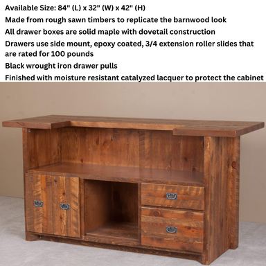 Viking Log 84 Inch Barnwood Bar Back - Rustic Furniture Marketplace