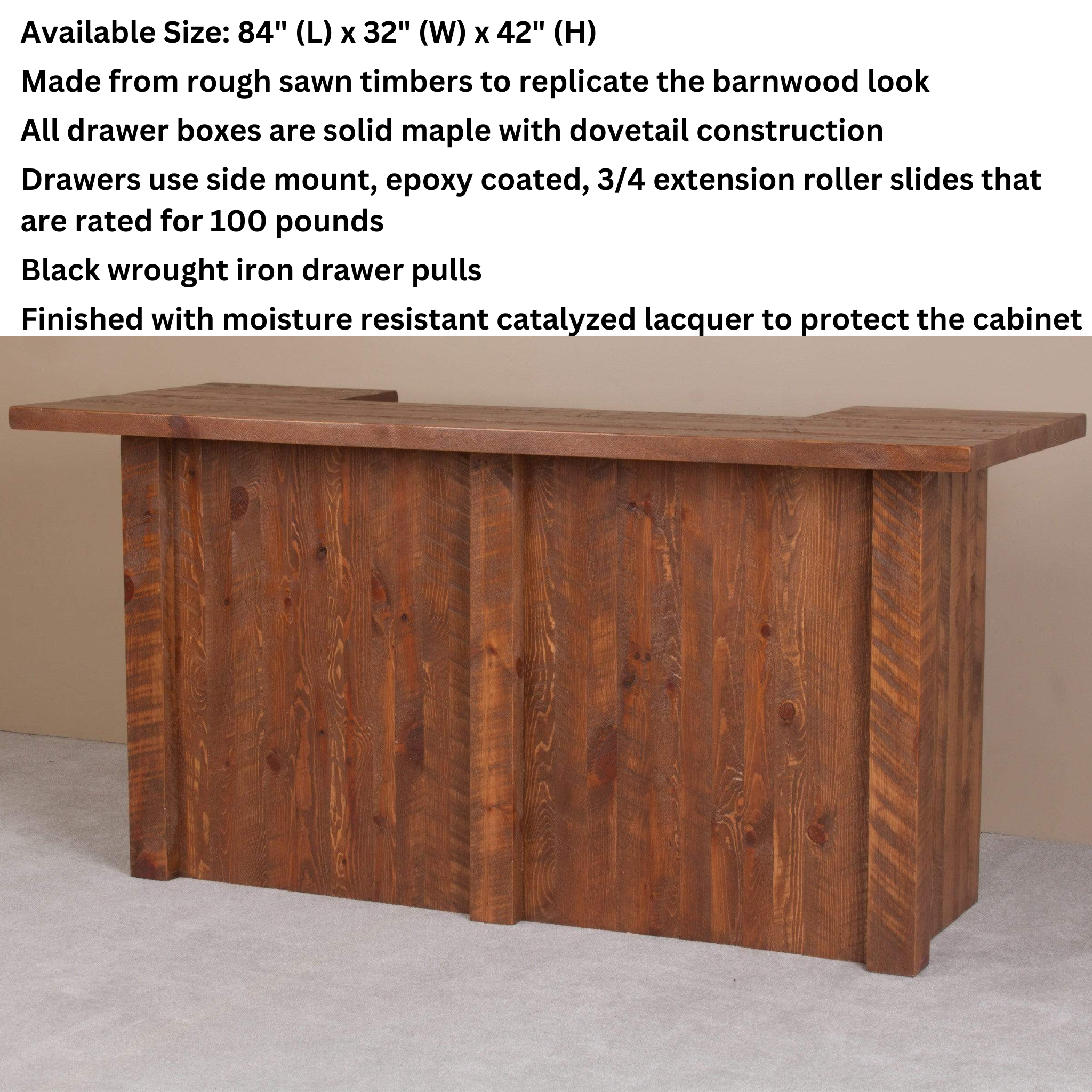 Viking Log 84-Inch Barnwood Bar - Rustic Furniture Marketplace