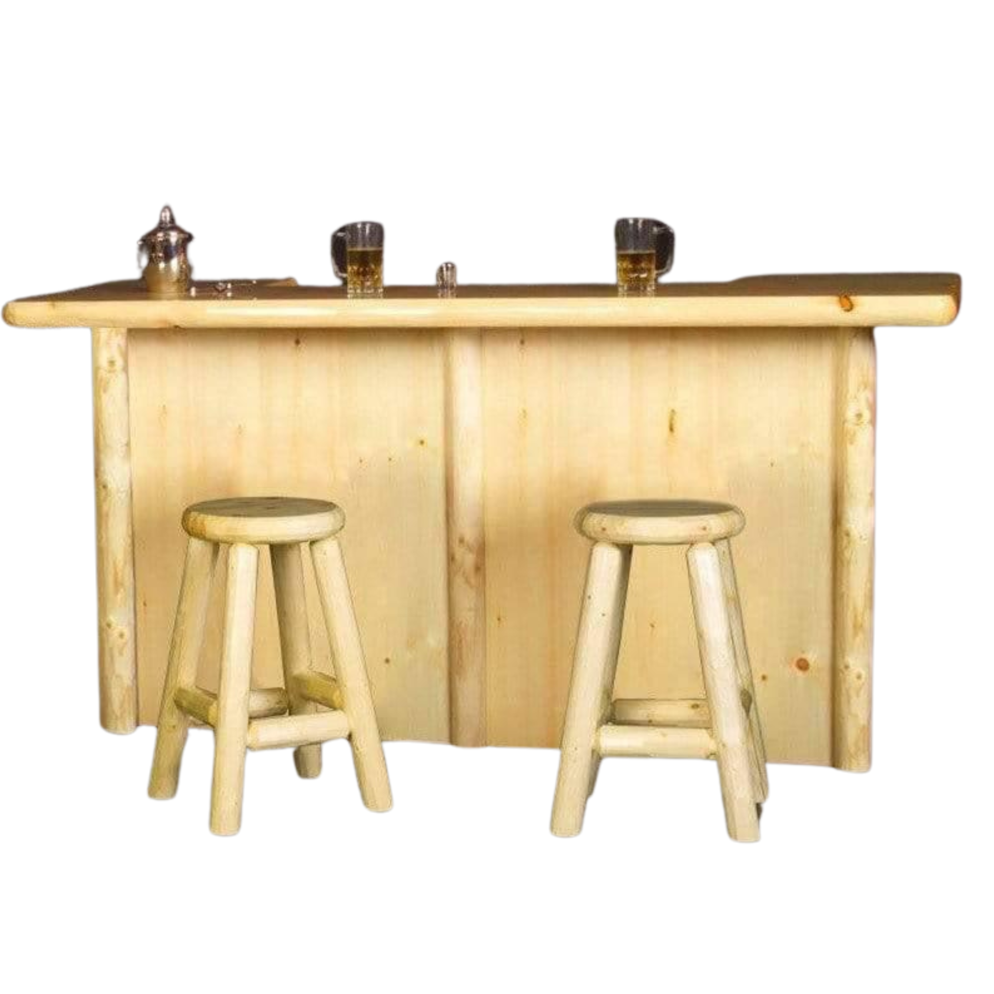 Viking Log 84-Inch Northwoods Bar with Stools - Rustic Furniture Marketplace