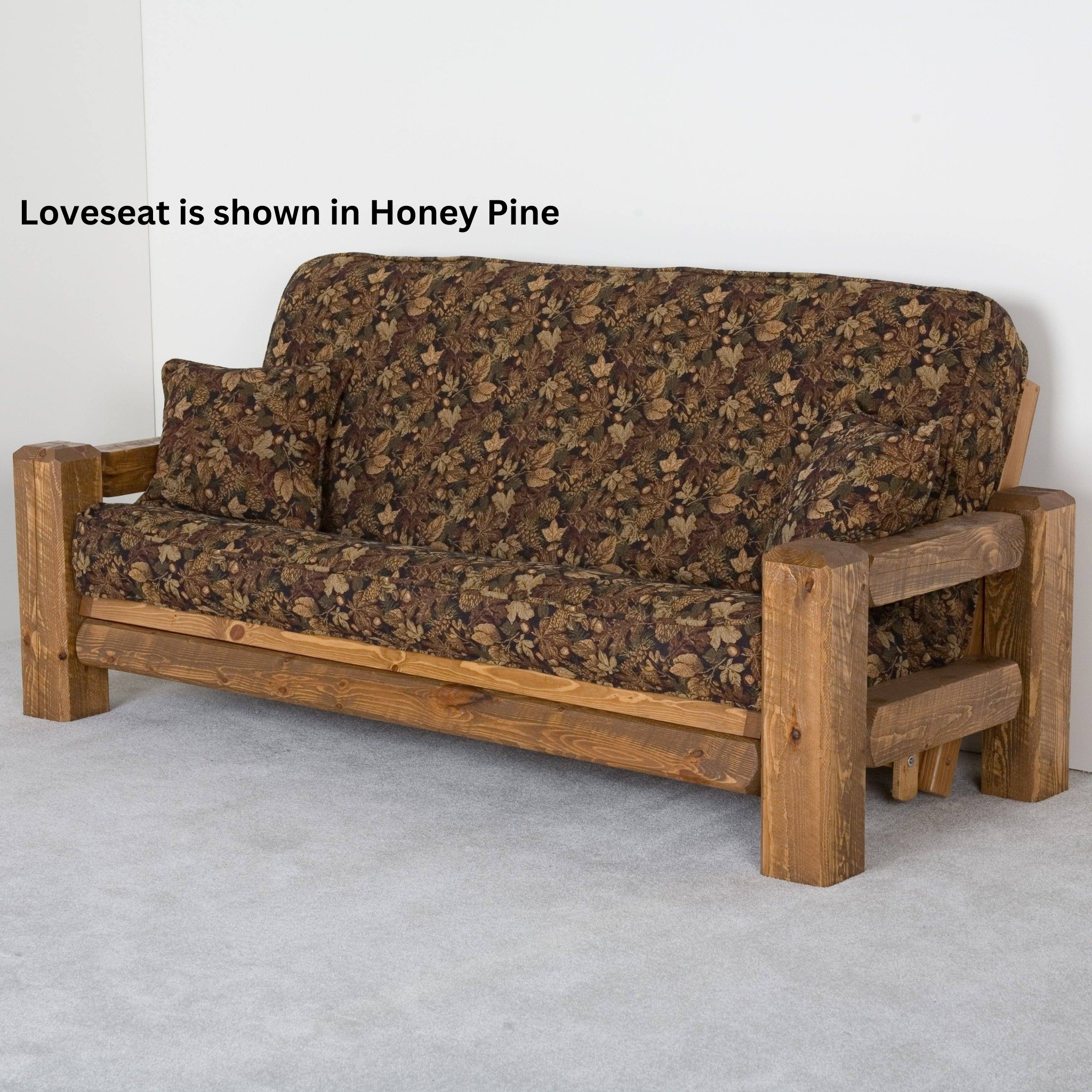 Viking Log Barnwood Loveseat Futon Honey Pine - Rustic Furniture Marketplace