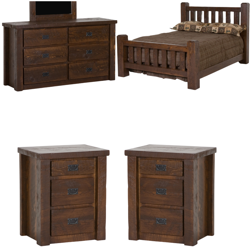 Viking Log Lumberjack Barnwood Rustic Bedroom Set