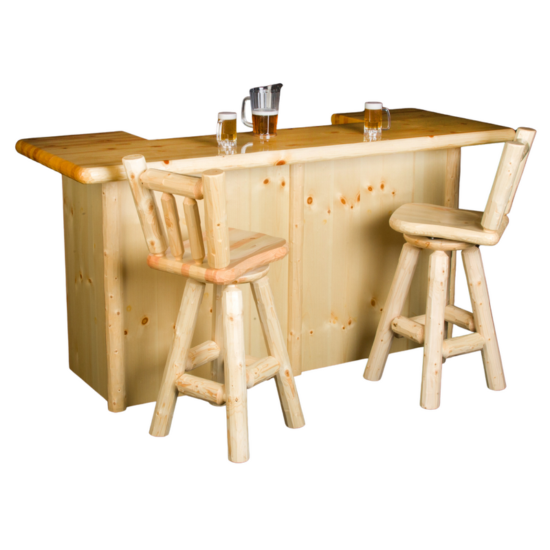 Viking Log Northwoods Home Bar with Chairs - Rustic Furniture Marketplace