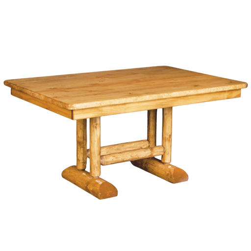 Viking Log Pine Log Trestle Dining Table - Rustic Furniture Marketplace