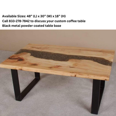 Viking Log Resin River Coffee Table with Rocks - Rustic Furniture Marketplace