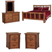 Hickory Log Bedroom Set with a bed, dresser, & 2 nightstands