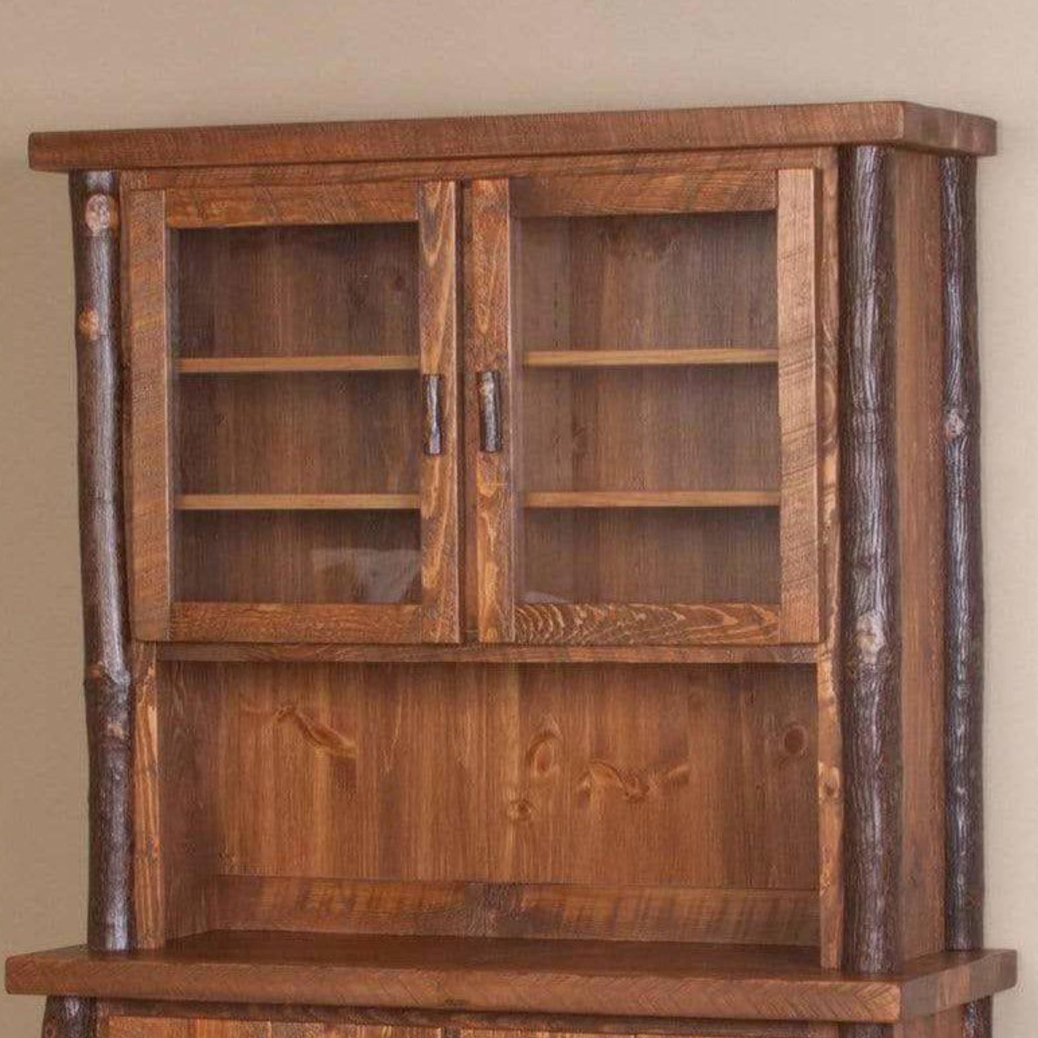 Viking Log Sawtooth Hickory Buffet & Hutch Top -Rustic Furniture Marketplace