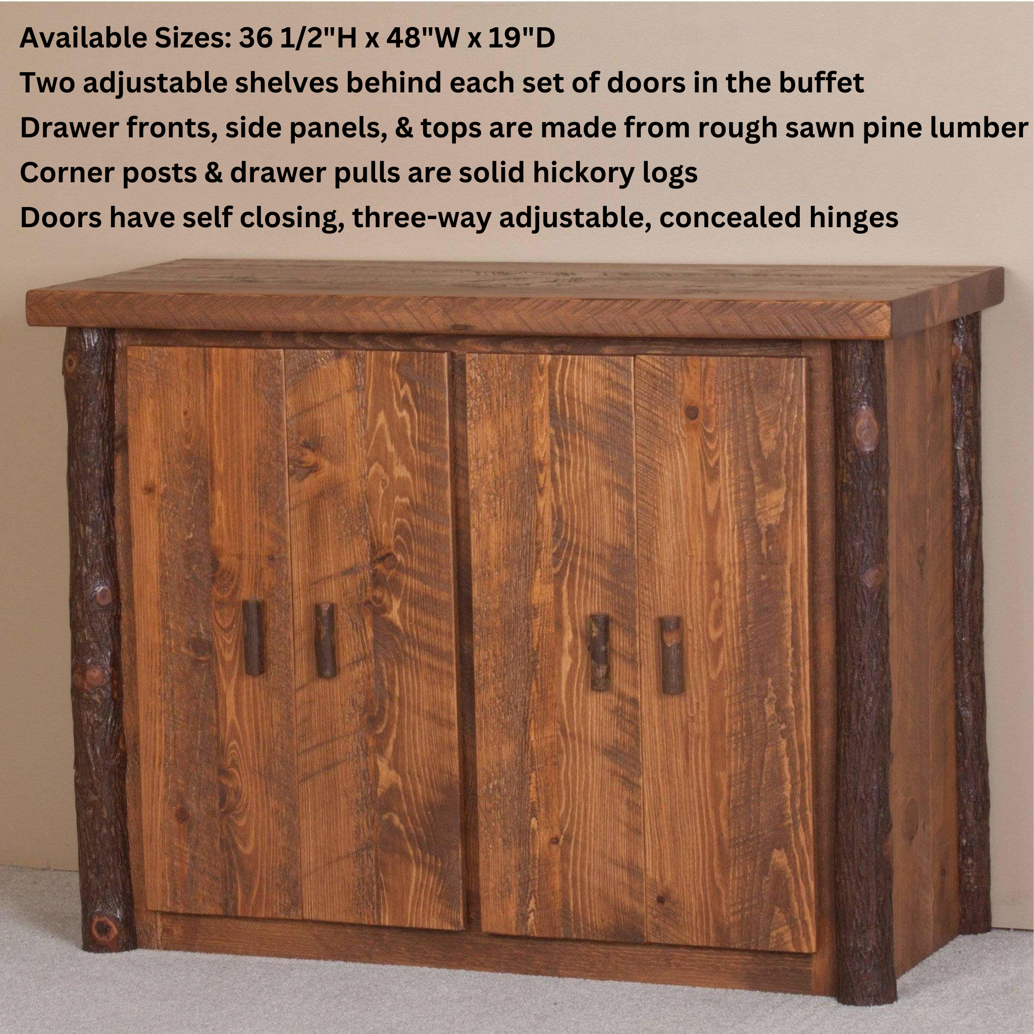 Viking Log Sawtooth Hickory Buffet & Hutch - Rustic Furniture Marketplace