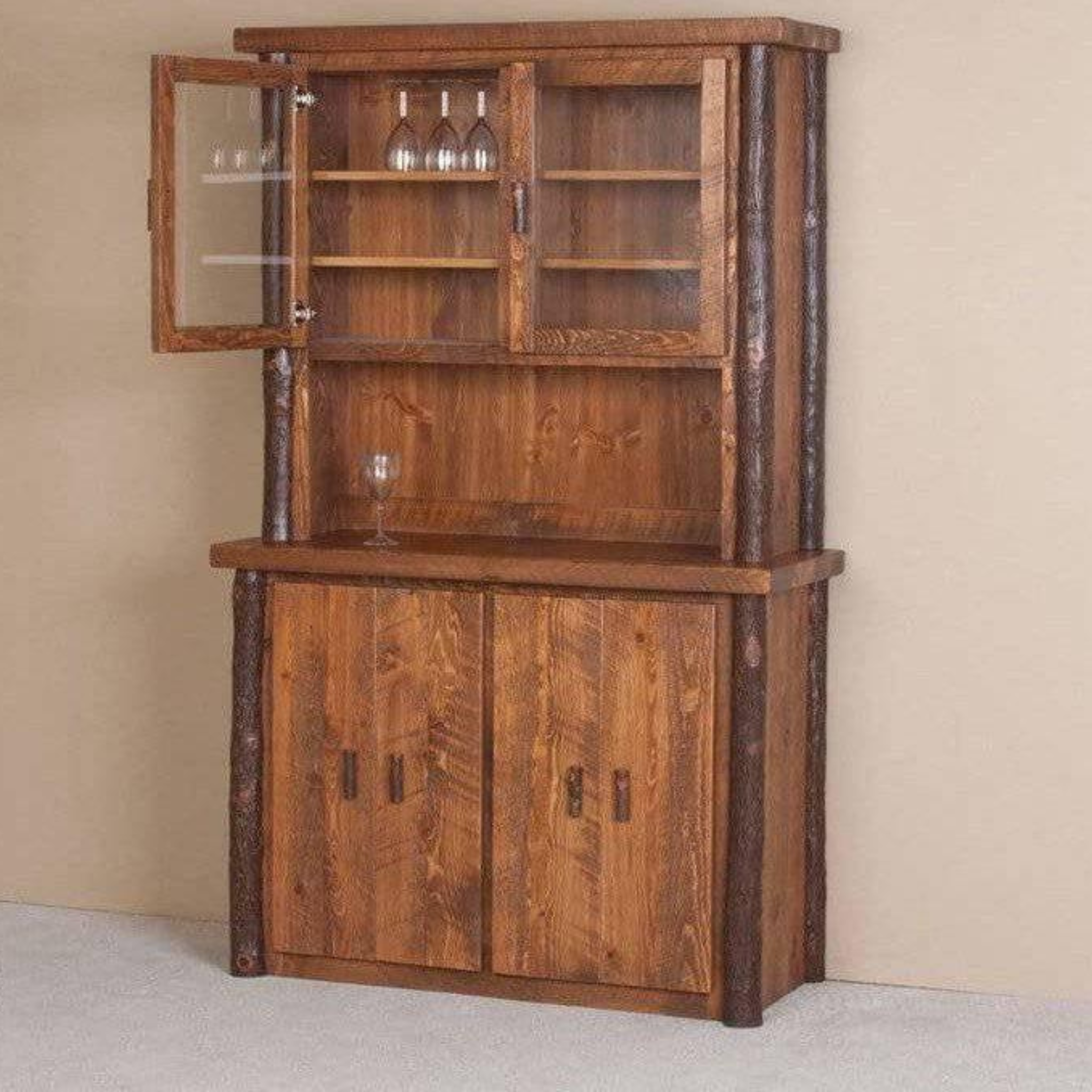 Viking Log Sawtooth Hickory Buffet & Hutch -Rustic Furniture Marketplace